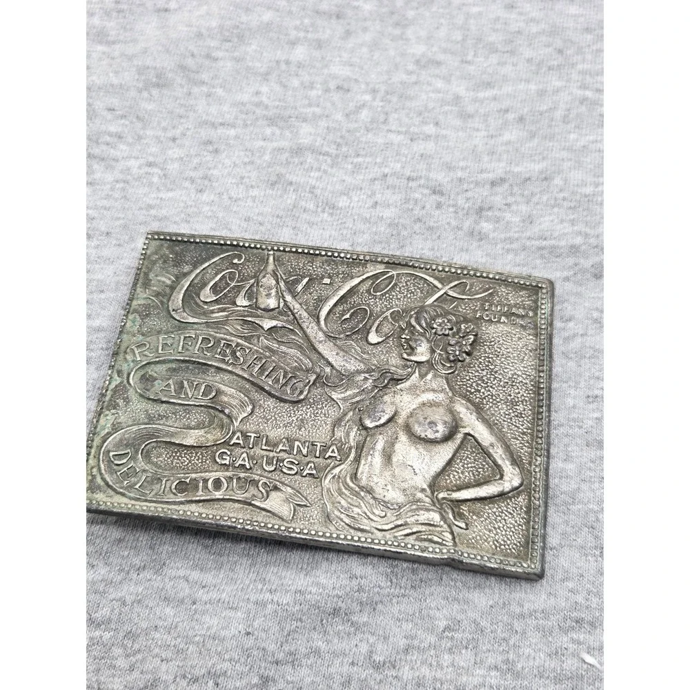 Vintage Coca Cola Solid Brass Tiffany Studios Atlanta Belt Buckle Collectible